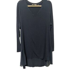 Soft Surroundings Tunic Womens Top XL Navy Blue High Low Minimal Lagenlook Sheer